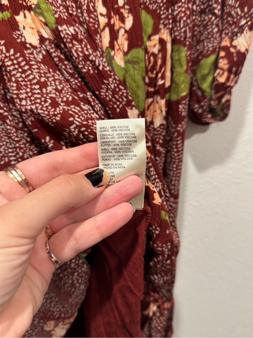 Free People Summer Picnic Mini Dress L Burgundy Floral Open Back - Picture 7 of 8